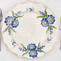 Assiette fleurie bords festonnés