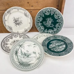 6 assiettes à dessert dépareillées vertes - Gien