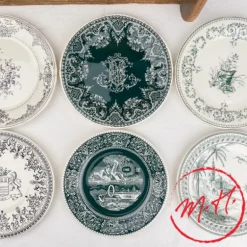 6 assiettes à dessert dépareillées vertes - Gien