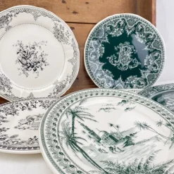 6 assiettes à dessert dépareillées vertes - Gien