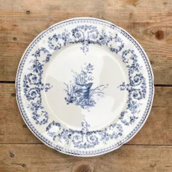 6 assiettes plates dépareillées bleues - Gien