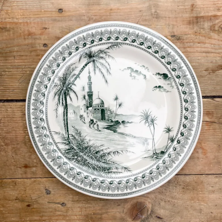 6 assiettes plates dépareillées vertes - Gien