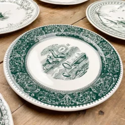 6 assiettes plates dépareillées vertes - Gien