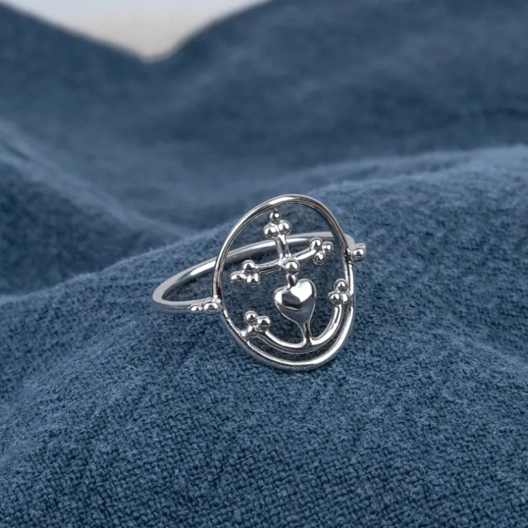 Bague Croix de Camargue perlée Argent