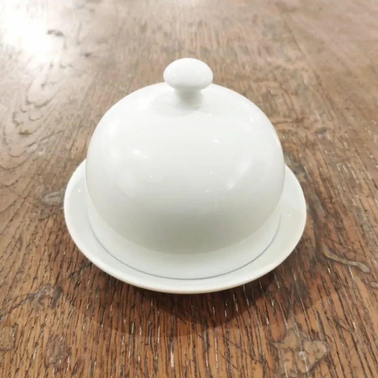 Beurrier cloche en porcelaine rond