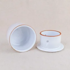 Beurrier à eau 200ml grès émaillé blanc