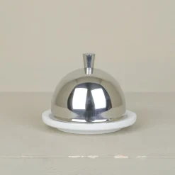 Beurrier porcelaine cloche inox