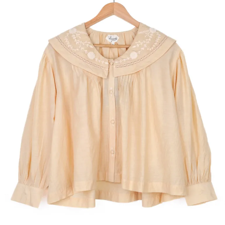 Blouse col marin beige