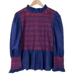 Blouse marine à smocks