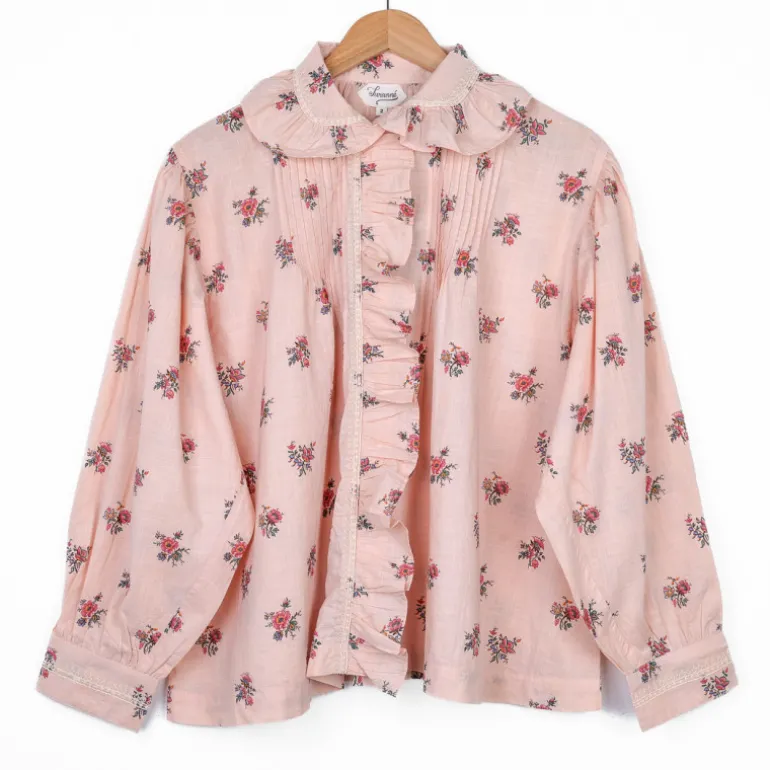 Blouse rose à fleurs