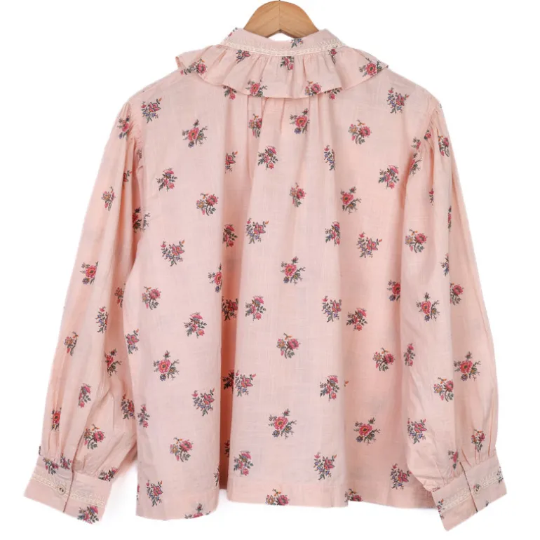 Blouse rose à fleurs