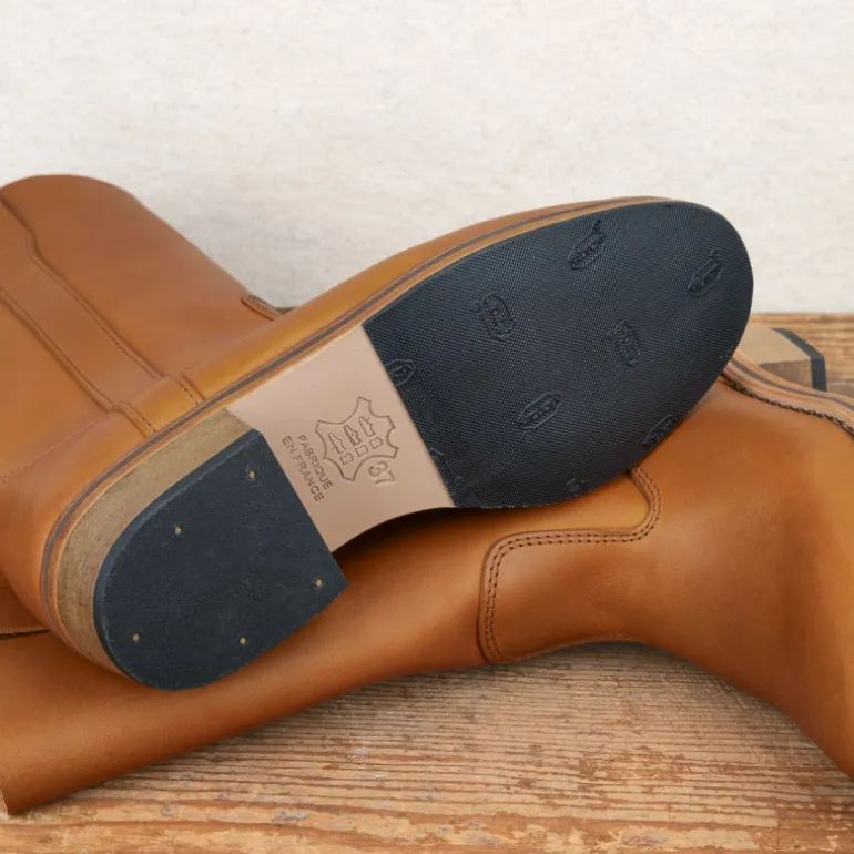 Bottes Camarguaises en cuir naturel