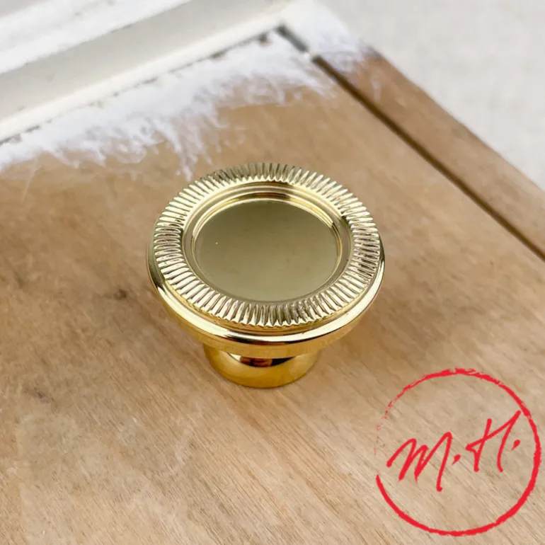 Bouton cuvette molette en laiton poli