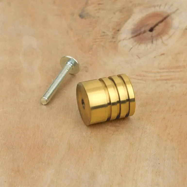 Bouton de meuble cylindre laiton poli