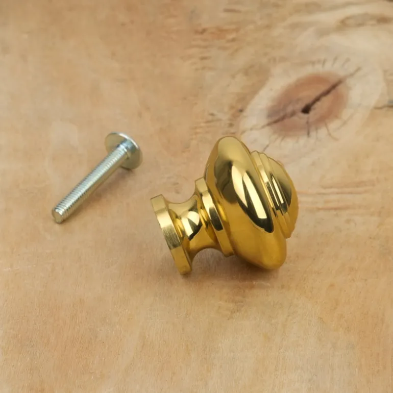 Bouton de meuble tête bombée laiton poli