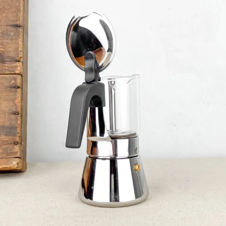 Cafetiere italienne verre et inox 6T