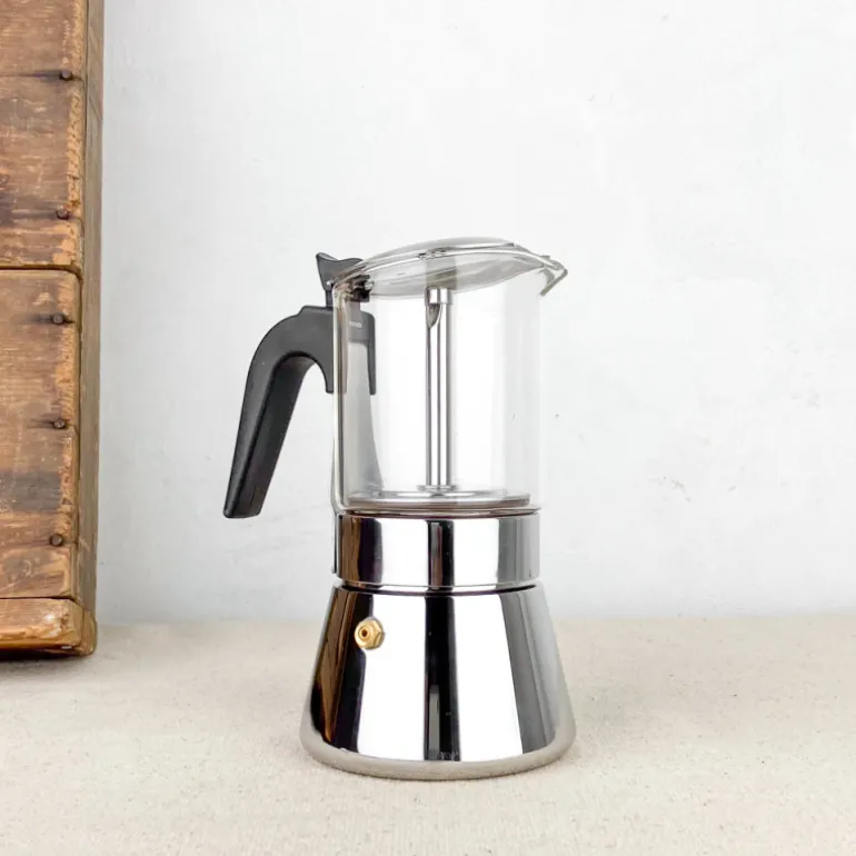 Cafetiere italienne verre et inox 6T