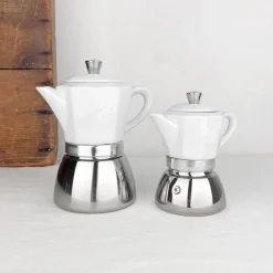 Cafetière italienne en porcelaine et inox 4 / 8 T