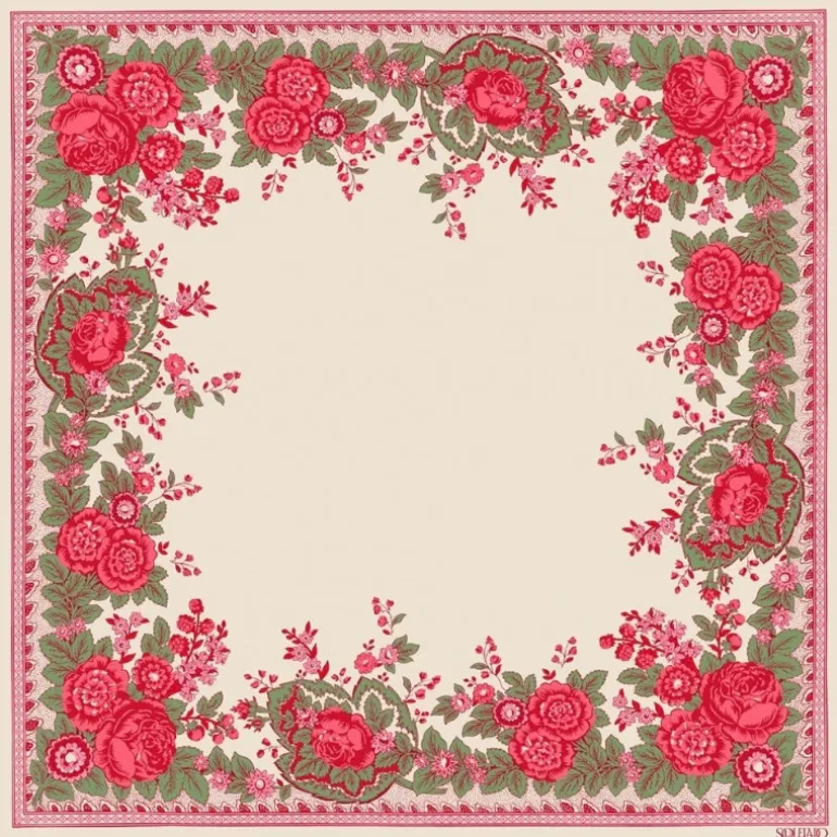 Carré de soie fleuri Souleiado 45 x 45 cm