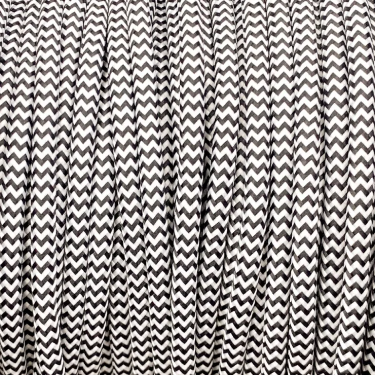Câble luminaire rond noir et blanc zig zag