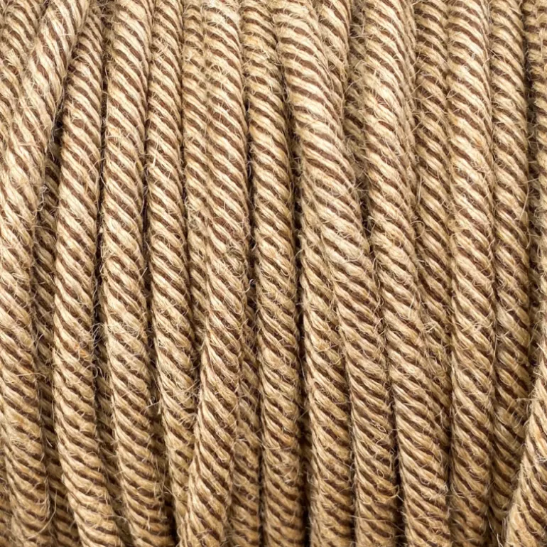 Câble luminaire rond tabac et jute