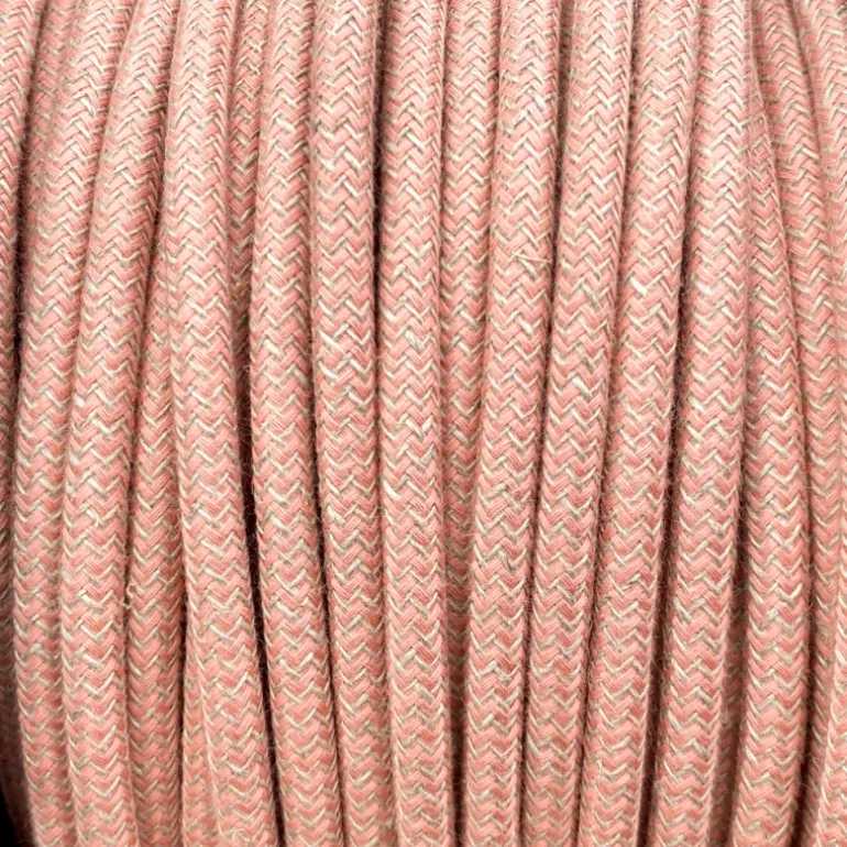 Câble luminaire rond vieux rose et beige