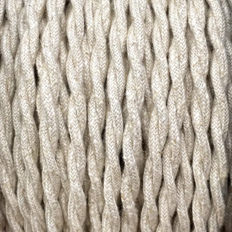 Câble luminaire torsadé blanc et lin