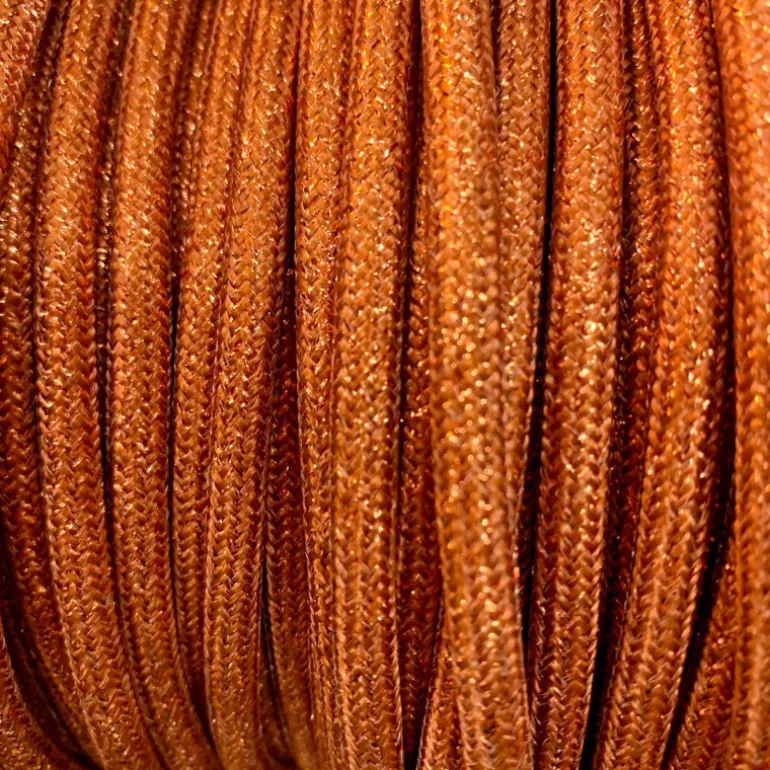 Câble textile rond cuivre pailleté