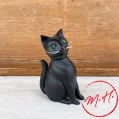 Chat noir qui hoche la tête