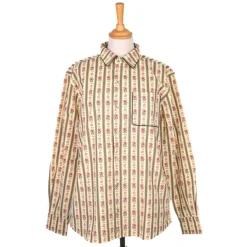Chemise kaki à fleurs anciennes