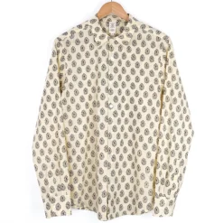 Chemise provençale motif aubépine beige