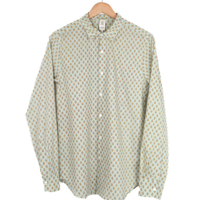 Chemise provençale motif Calisson Menthe