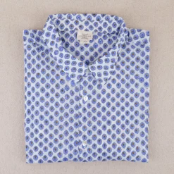 Chemise provençale motifs calissons bleus