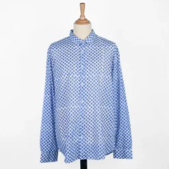 Chemise provençale motifs calissons bleus