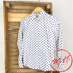 Chemisier femme provençal mosca blanc et bleu