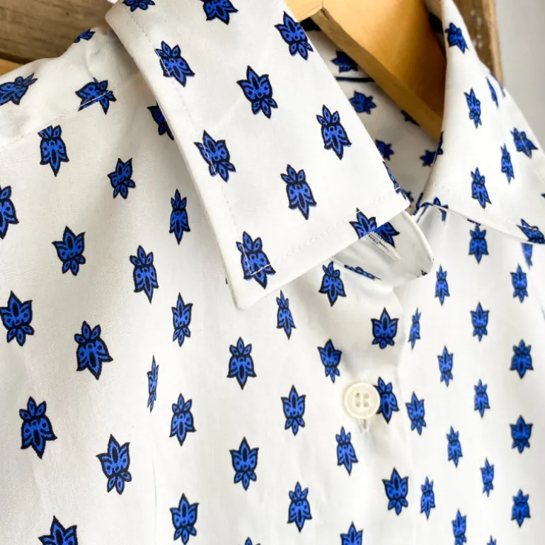 Chemisier femme provençal mosca blanc et bleu
