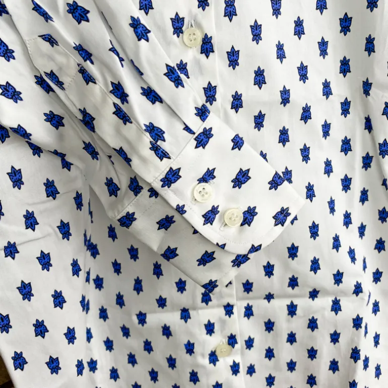 Chemisier femme provençal mosca blanc et bleu