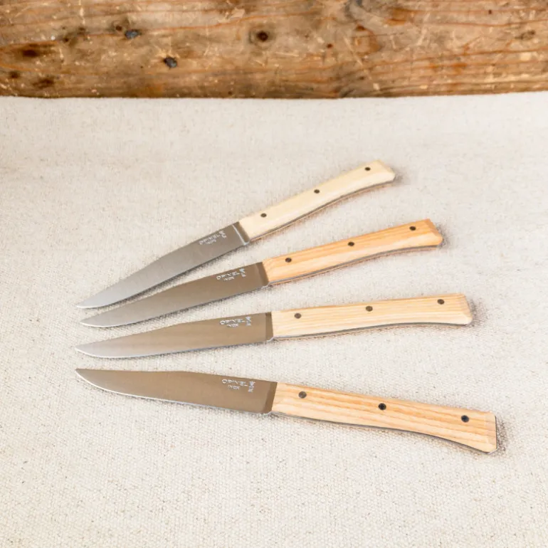 Coffret de 4 Couteaux de Table Opinel Facette en Frêne clair