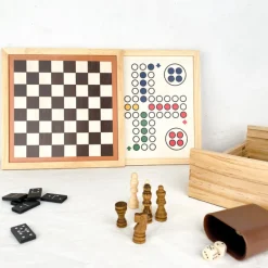 Coffret de jeux de plateau en bois