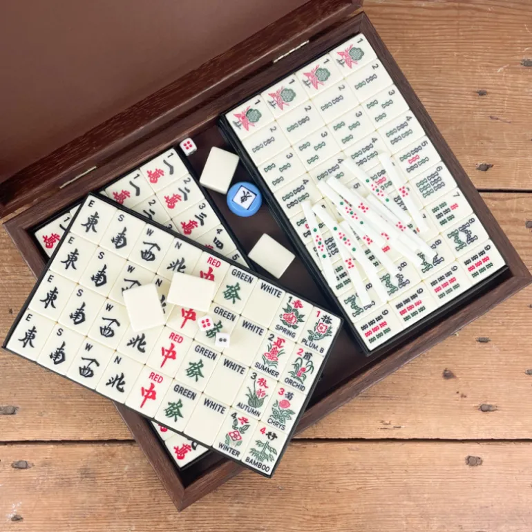 Coffret de Mahjong ronce de Noyer