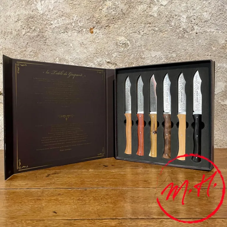 Coffret prestige de 6 couteaux Douk-Douk de table manche bois
