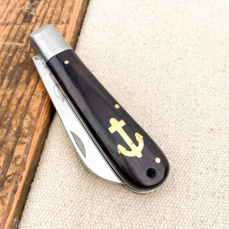 Couteau de poche bois ancre marine
