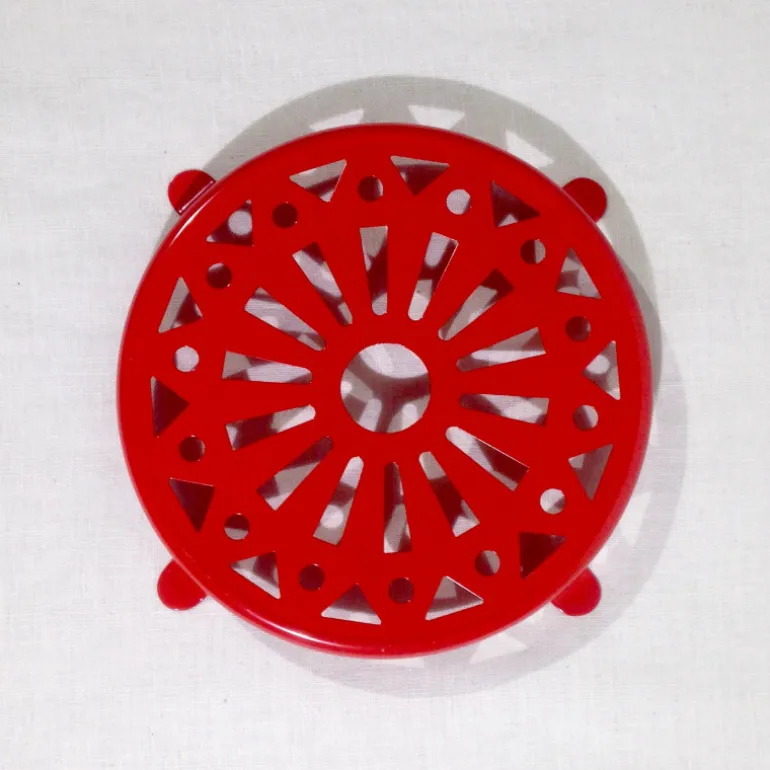 Dessous de plat rond émaillé rouge
