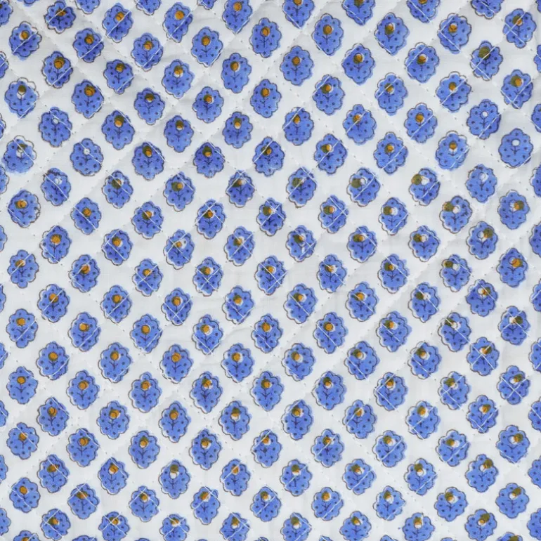 Dessus de lit piqué pâquerette bleue