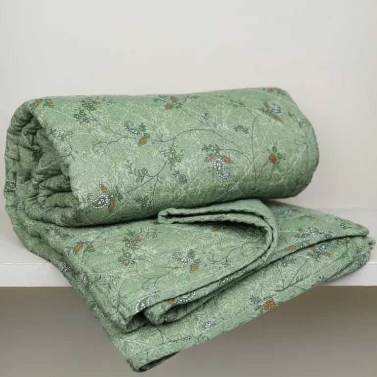 Édredon vert à fleurs