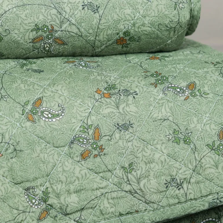 Édredon vert à fleurs