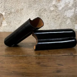 Etui à cigares en cuir noir