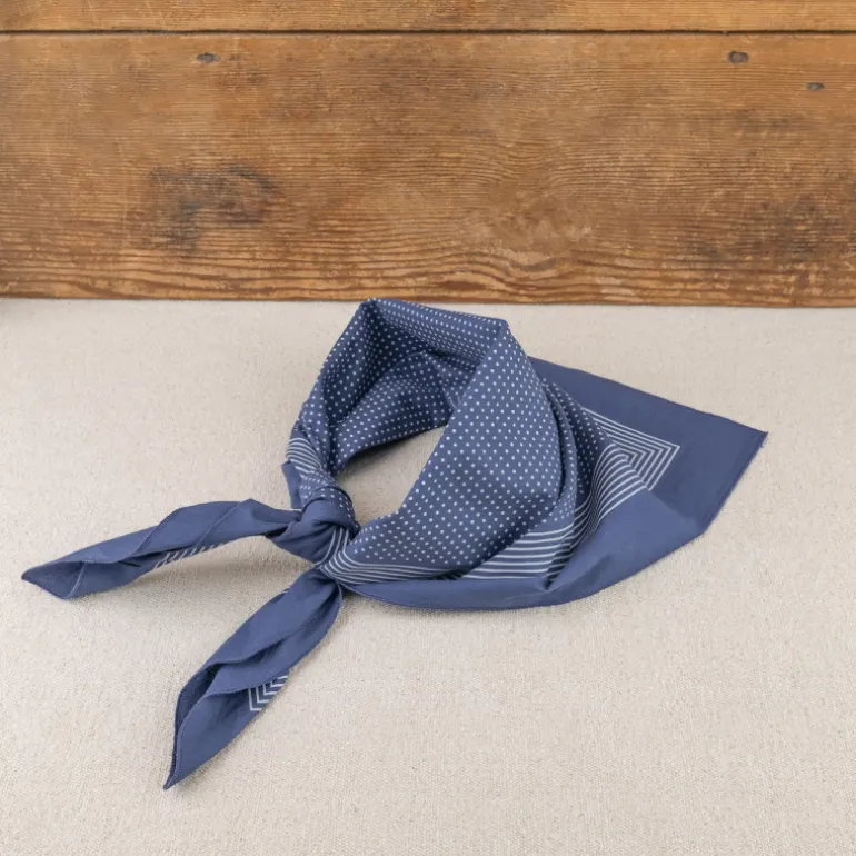 Foulard de travail calicot bleu à pois blanc