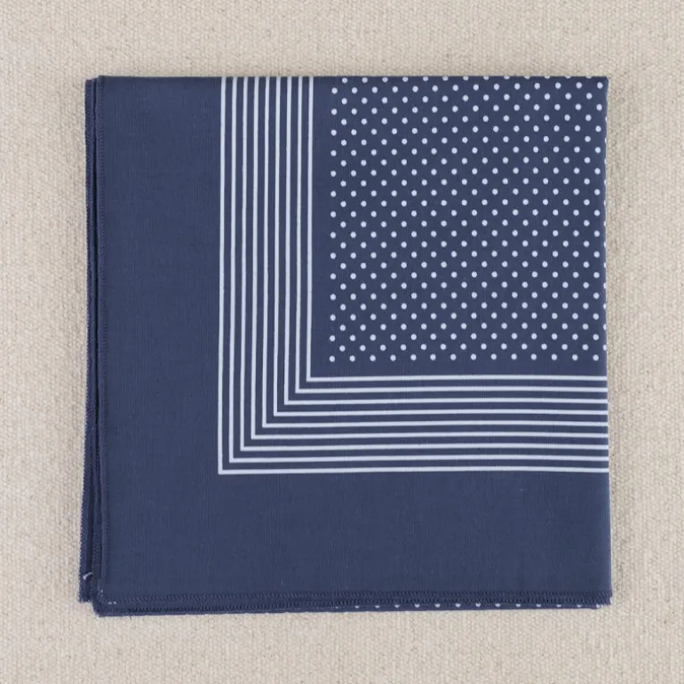 Foulard de travail calicot bleu à pois blanc