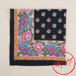 Foulard provençal rose et noir Souleiado